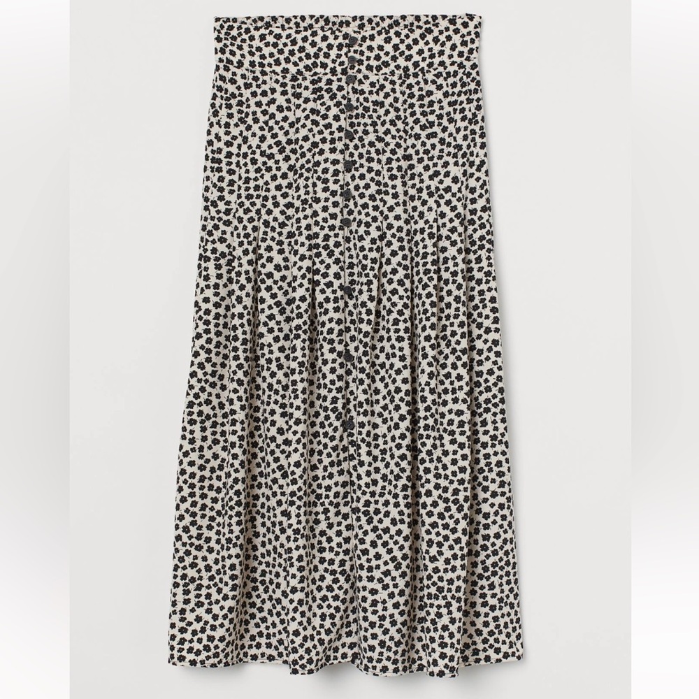 H&M Black and White Polka Dot Midi Skirt
